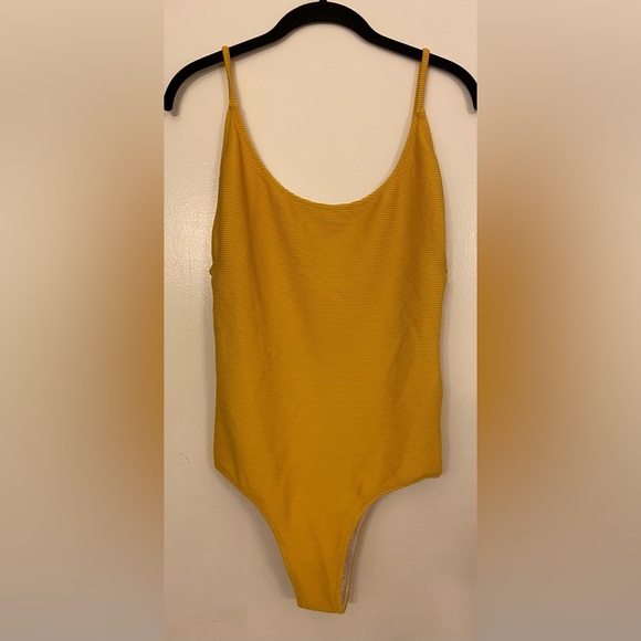 NWT Rhythm. Swim Free People Palm Springs Ribbed One Piece Swimsuit Marigold XL - Picture 1 of 8
